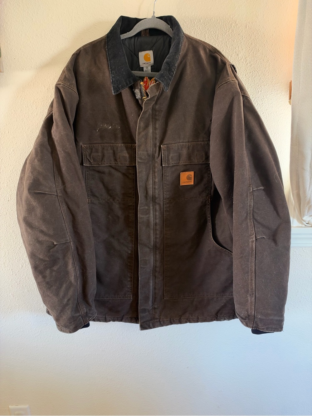 Carhartt C26 DKB Dark Brown Arctic Sandstone Quilt Lined Chore Coat Mens 2XLTall